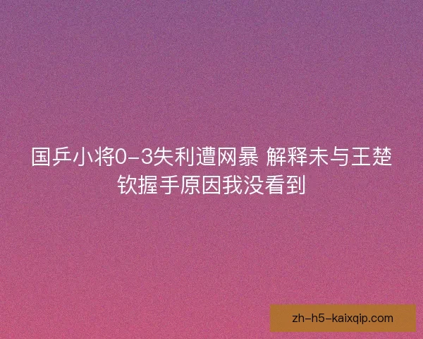 国乒小将0-3失利遭网暴 解释未与王楚钦握手原因我没看到